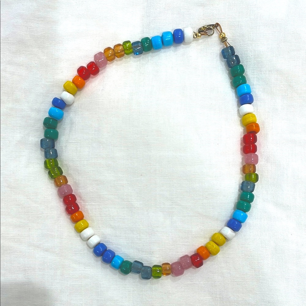 Colorful mix of glass & resin beads necklace